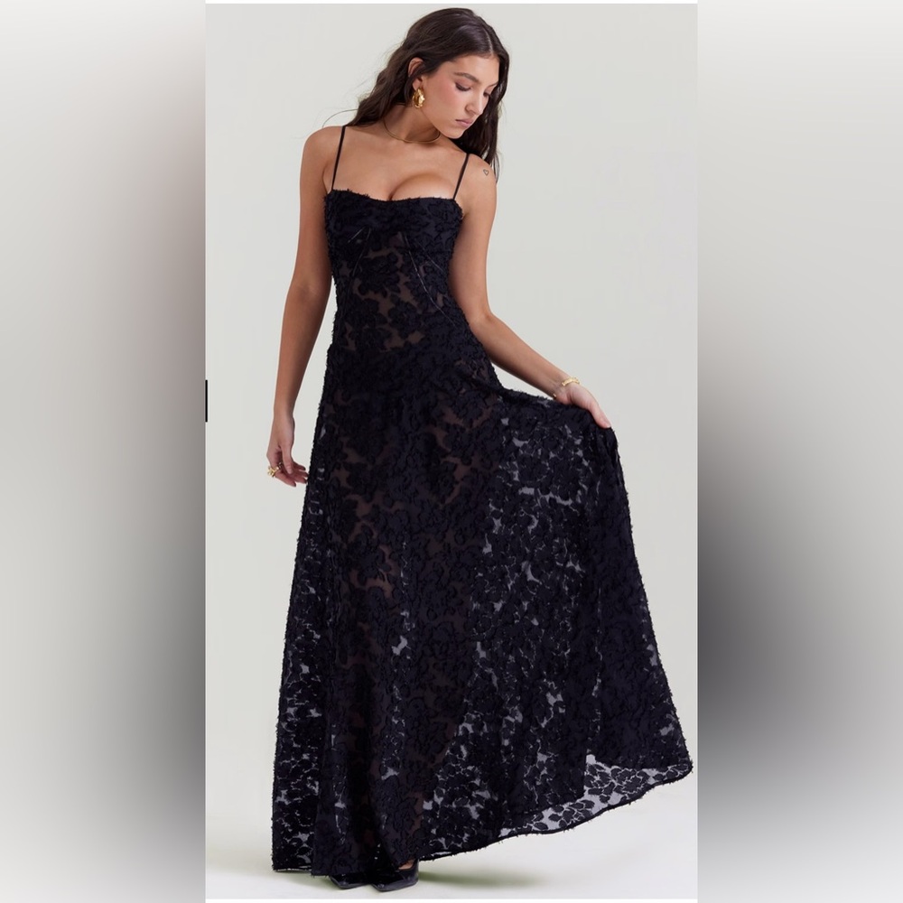 House of CB Black Lace Evening Gown